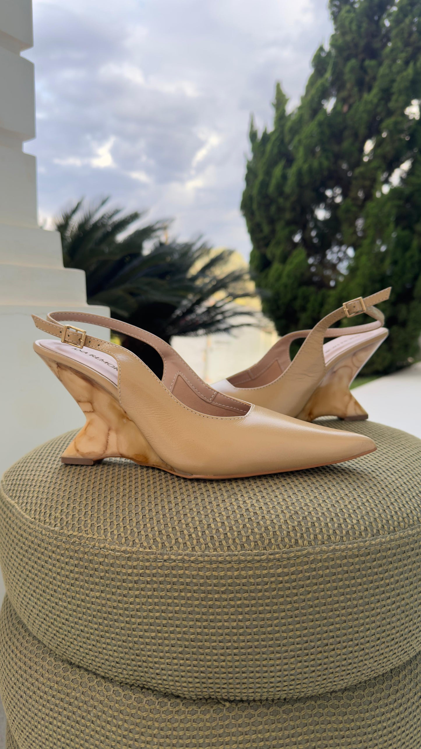 SLINGBACK WEDGE MARMORIZADO NUDE