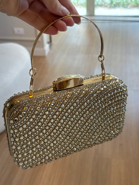 CLUTCH BRILHO DOURADA 2 ALÇAS