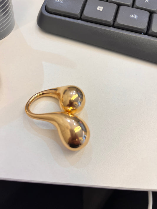 ANEL DUAS GOTAS DOURADO