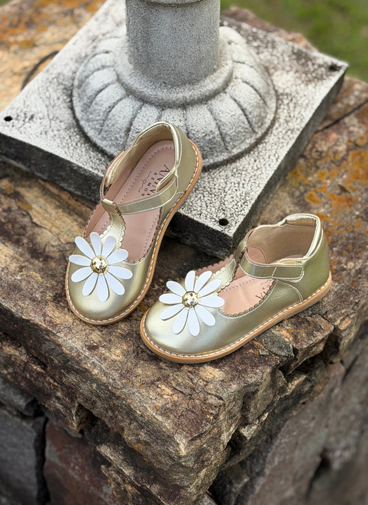 SAPATILHA INFANTIL DOURADA MARGARIDA