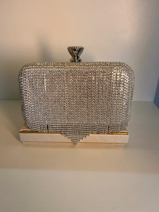 BOLSA CLUTCH PRATA FRANJA