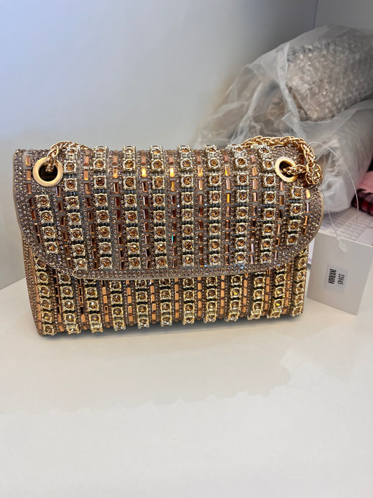BOLSA EM STRAS OURO