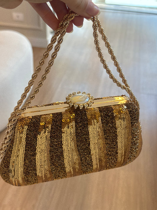 CLUTCH BRILHO MARROM