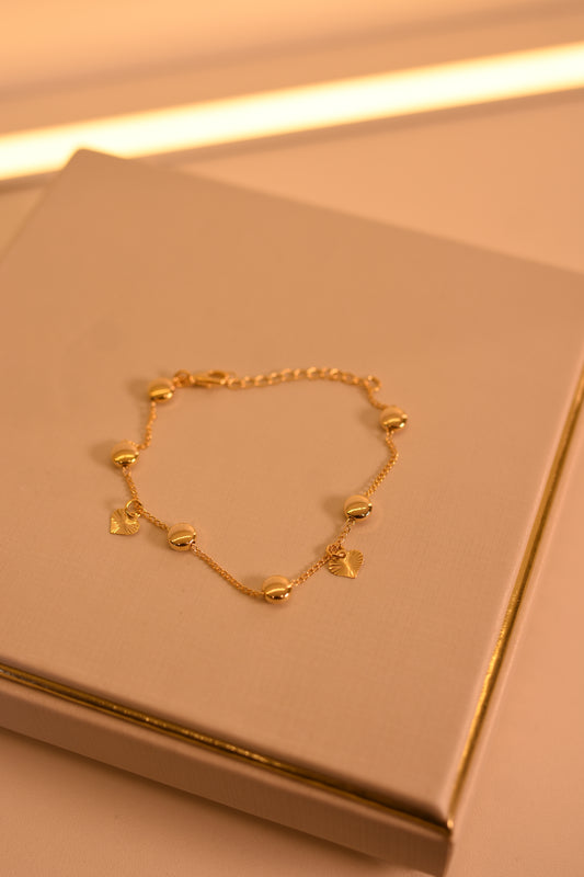 PULSEIRA DOURADA CORAÇÃO INFANTIL