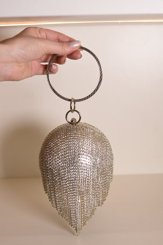 BOLSA ESFERA COM FRANJAS DE CRISTAL