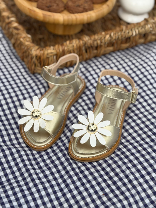 SANDALIA INFANTIL DOURADA MARGARIDA