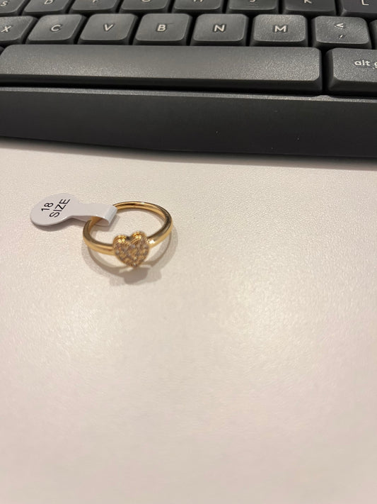 ANEL CORAÇÃO CRAVEJADO DOURADO
