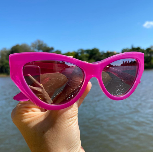 ÓCULOS LOVE GATINHO PINK ESPELHADO